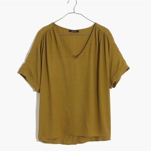 Madewell Drapy V-neck Button Back Top